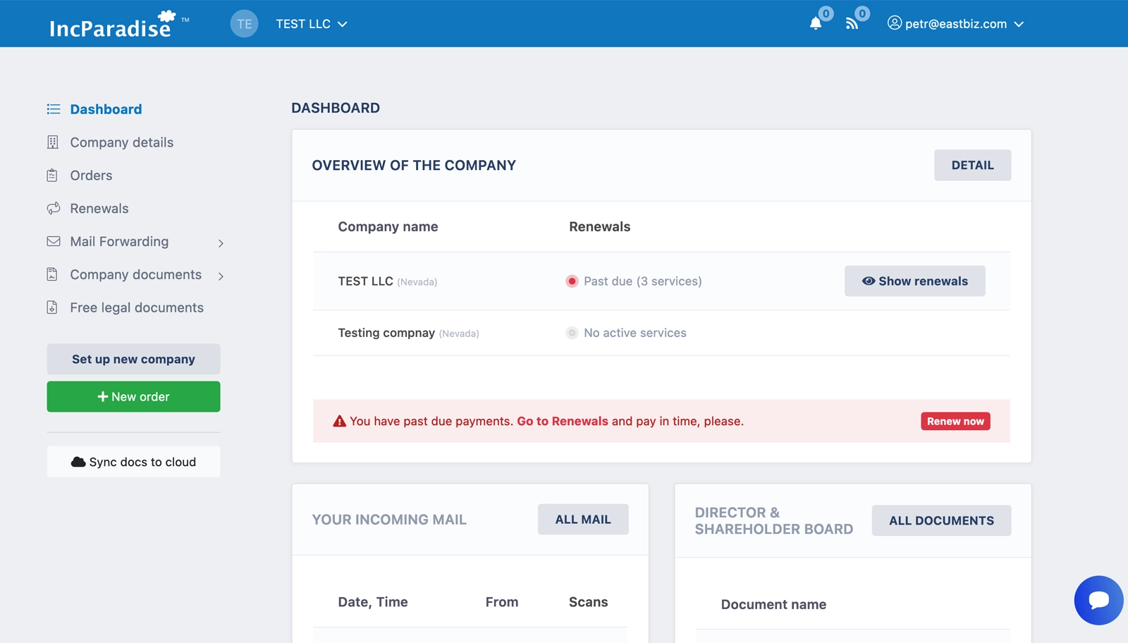 Rozvoj legacy systému ERP pro zakládání firem IncParadise